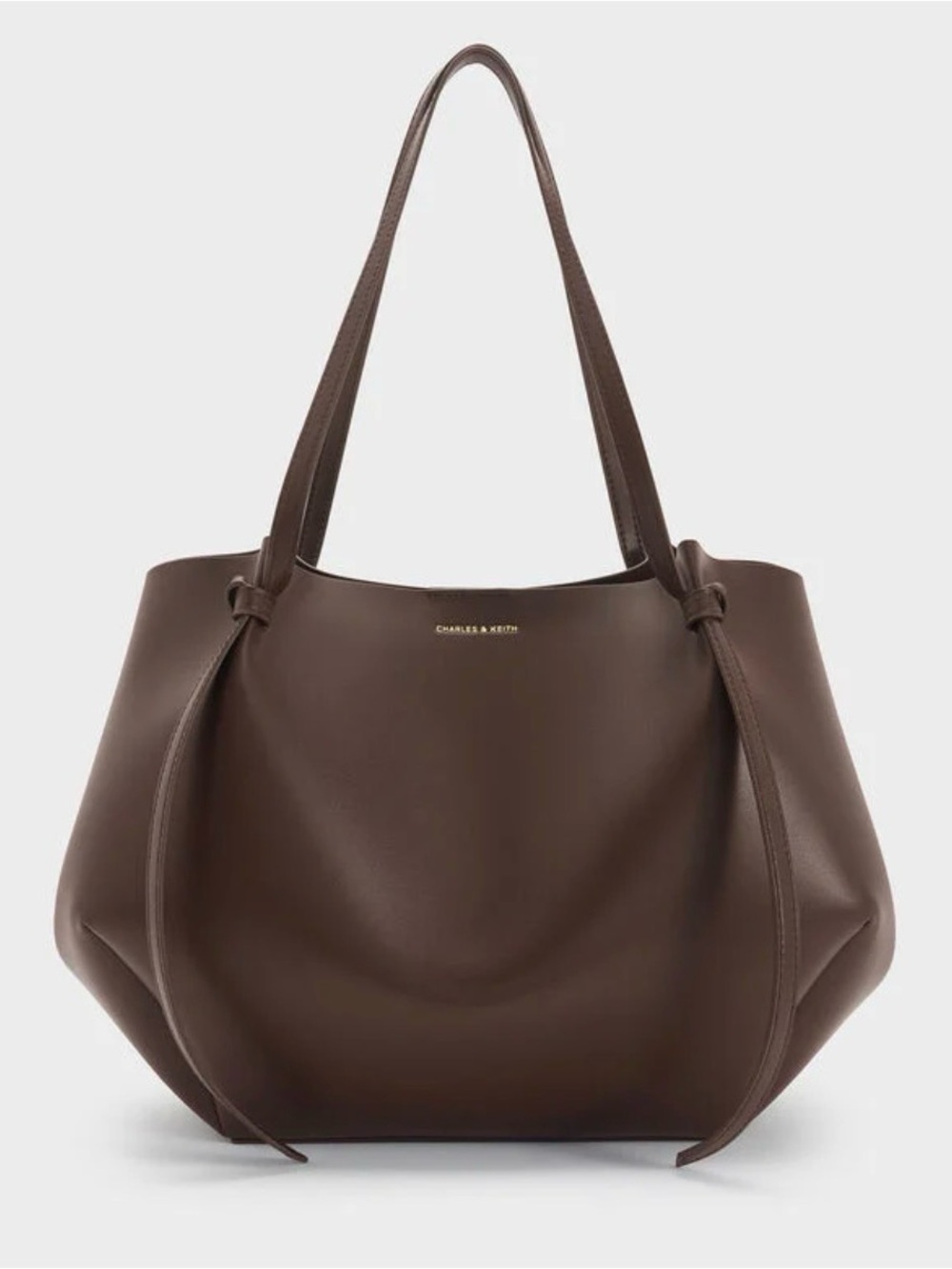 Charles & Keith Chocolate Brown Leather Tote